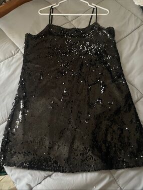 Calvin Klein Black Sequin Mini Slip Dress